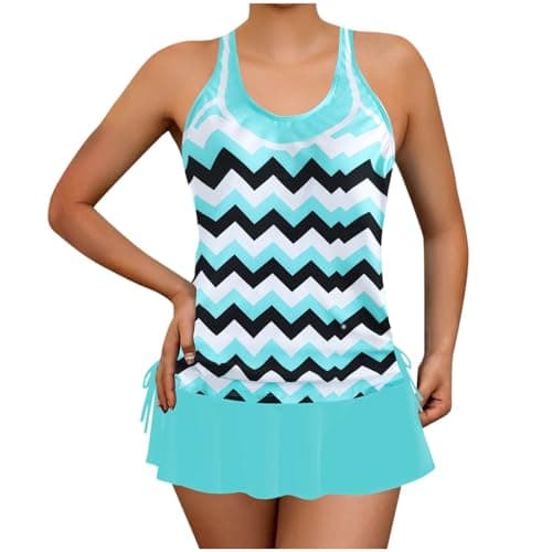Cethrio Plus Size Striped Tankini Swimsuit