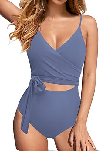 Upopby Women's Sexy Cut Out V Neck High Waisted One Piece Swimsuit