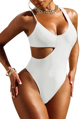 Pink Queen Women's Sexy One-Piece Swimsuit with Scoop Neck Cutout