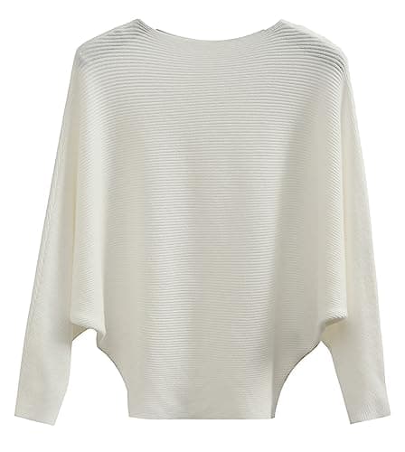 FULIER Women Oversized Batwing Sleeve Knitted Sweater Top