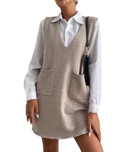 SEMATOMALA Women's Oversized Long Sleeveless V-Neck Knit Vest