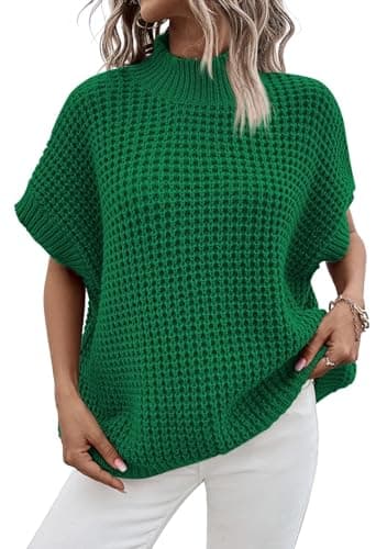 Women's Pink Mock Neck Batwing Sweater for a Relaxed Fit