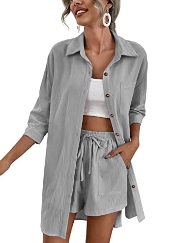 Zeagoo Women's Lounge Outfit Set: High-Low Shirt & Drawstring Shorts