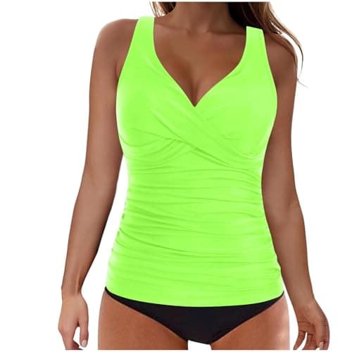 Cethrio Women's Modest Ruched Tankini Swimsuits