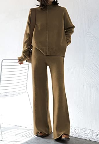 Viottiset Women's High Neck Sweatsuit with Wide Leg Pants