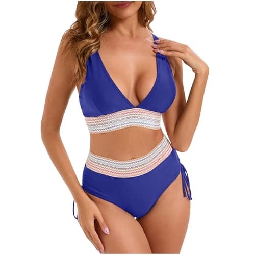 YNCSZEC Tummy Control High Waisted V-Neck Women's Two-Piece Bikini Set
