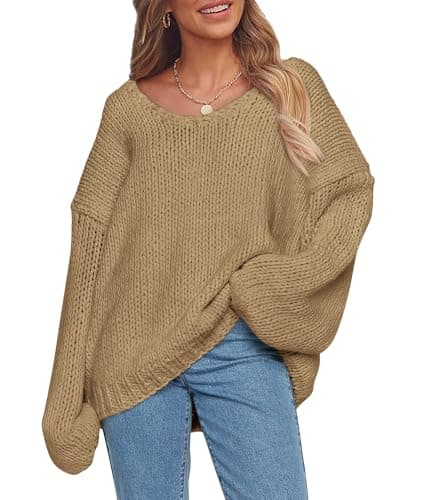 PRETTYGARDEN Women's Chunky Oversized V-Neck Knit Sweater