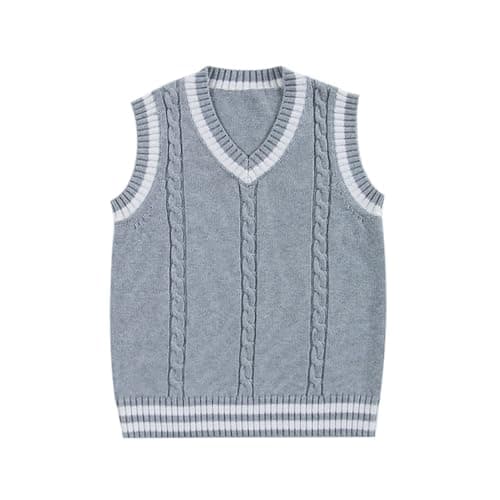 Jinghuiyue Women's Solid Color V-Neck Knit Vest
