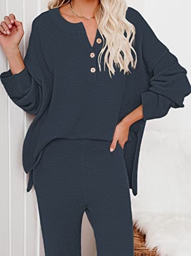 Viottiset Women's Knit Sweater and Wide Leg Pants Loungewear Set