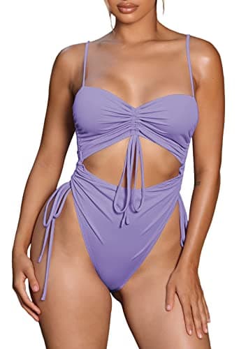 Viottiset Women's Cut-Out Drawstring Cheeky One-Piece Swimsuit