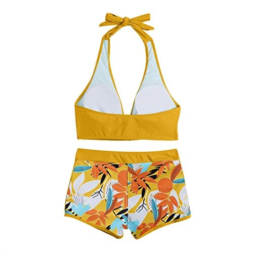 Maidsgop Women's High Waist Tankini Swimsuit Printed Bikini Set Comfortable Padded Bras
