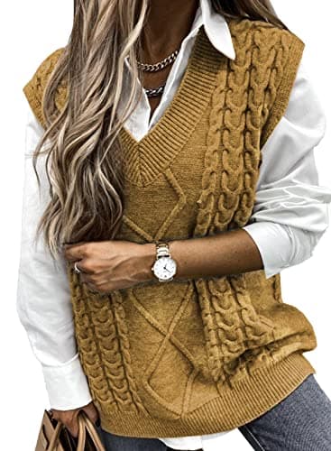 Oversized Women's V-Neck Sleeveless Sweater Vest