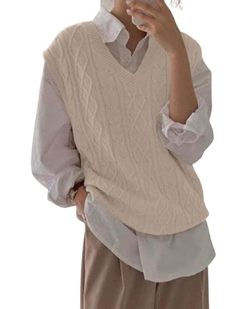Holy Women's Oversized Cable Knit Sleeveless Sweater