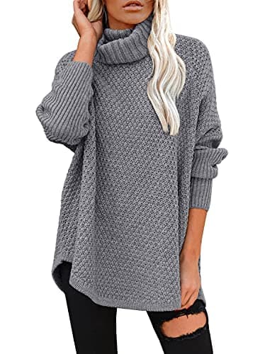 DOROSE Women's Oversized Turtleneck Long Sleeve Knit Tunic Sweater