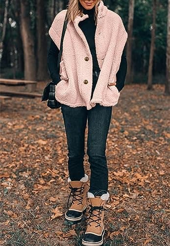 Hongqizo Women's Fuzzy Fleece Vest