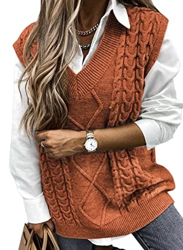 Oversized Women's V-Neck Sleeveless Sweater Vest