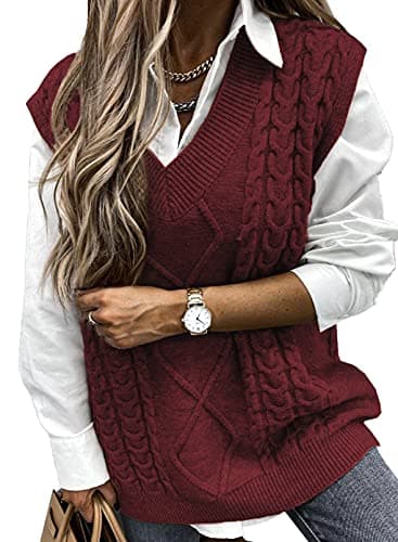Oversized Women's V-Neck Sleeveless Sweater Vest
