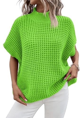Women's Pink Mock Neck Batwing Sweater for a Relaxed Fit