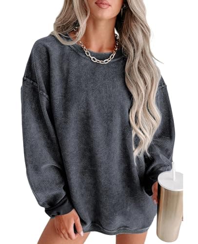 SELINK Women's Oversized Corduroy Sweatshirt Casual Long Sleeve Pullover Tops