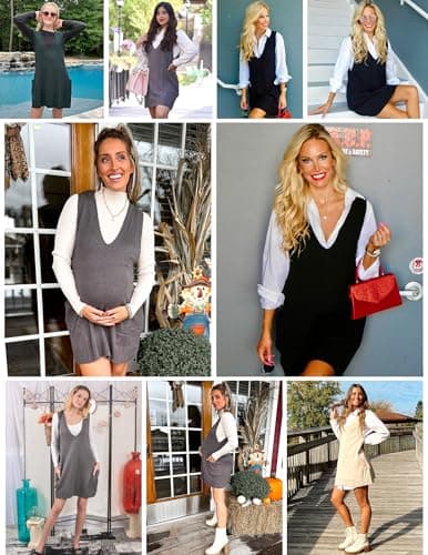 HOTOUCH Women's Oversized V-Neck Sweater Vest with Pockets