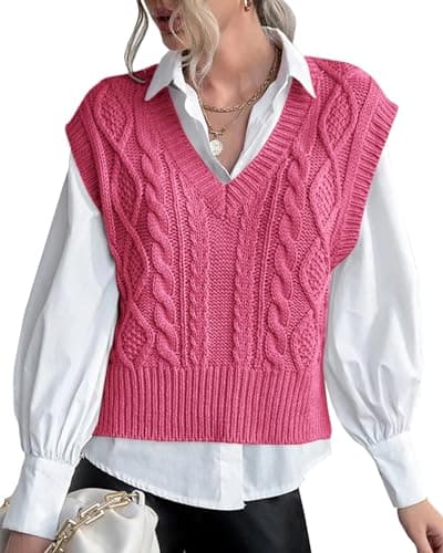 Lueluoye Women's V-Neck Sleeveless Knit Sweater Vest