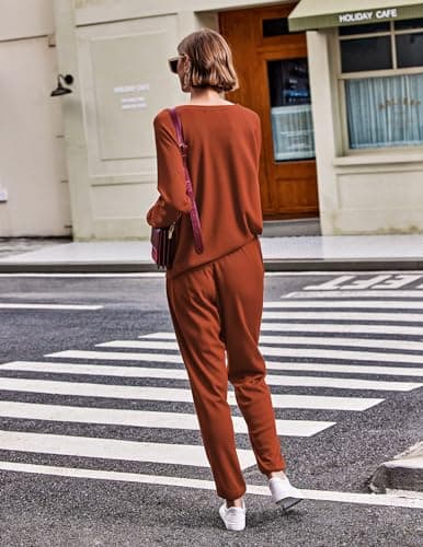 Ekouaer Women's Waffle Knit Pajama Set Long Sleeve S-XXLCasual Loungeewear