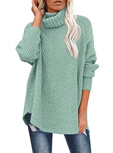 DOROSE Women's Oversized Turtleneck Long Sleeve Knit Tunic Sweater