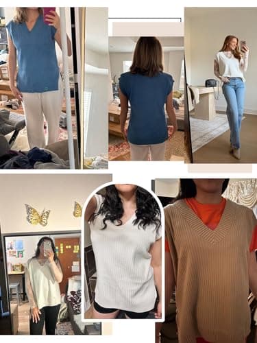 Seiciviy Women's 2025 Spring V-Neck Ribbed Short Sleeve Top