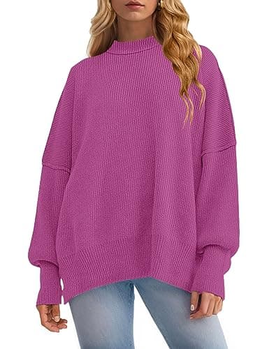 ZESICA Women's Casual Oversized Long Sleeve Ribbed Knit Pullover Sweater Tops