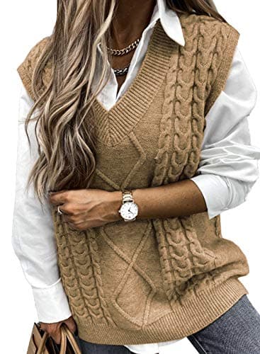 Women's Oversized V-Neck Sleeveless Sweater Vest