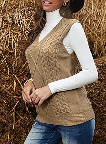 Women's Oversized V-Neck Sleeveless Sweater Vest