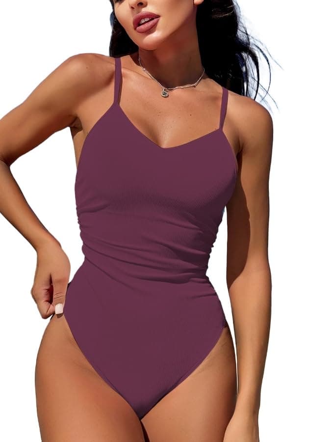 Swimall Women's Tummy-Control One Piece Swimsuit with O-Ring
