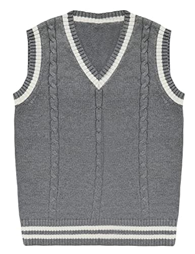 Gihuo Women's V-Neck Knitted School Uniform Tops