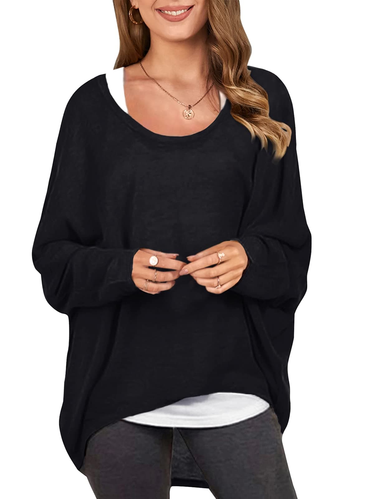 ZANZEA Women's Off-Shoulder Batwing Sleeve Oversized Top