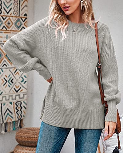 Imily Bela Women's Oversized Tunic Sweater Ribbed Knitija