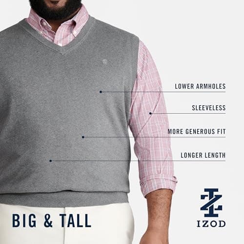 IZOD Men's Big and Tall Premium V-Neck Sweater Vest