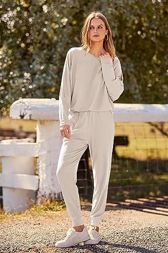 PRETTYGARDEN Women's Spring Fall Fashion 2Piece Sweatpants Long Sleeve Pullover Lounge Set