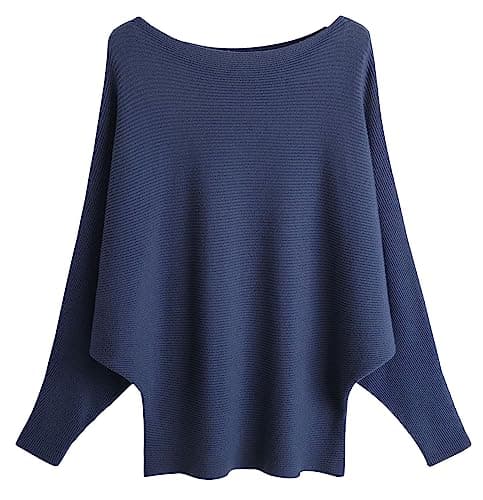 FULIER Women Oversized Batwing Sleeve Knitted Sweater Top