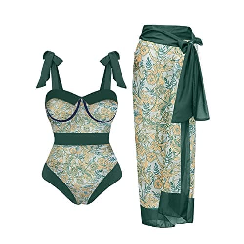 Plus Size Pretty Print Tankini Swimsuit for Women