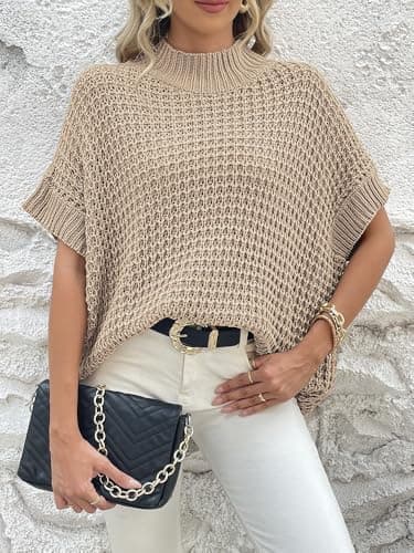 Pink Queen Women's Oversized Batwing Knit Pullover Sweater Top