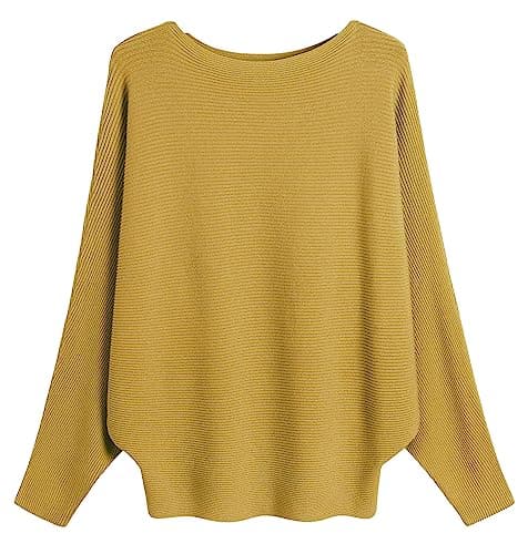 FULIER Women Oversized Batwing Sleeve Knitted Sweater Top