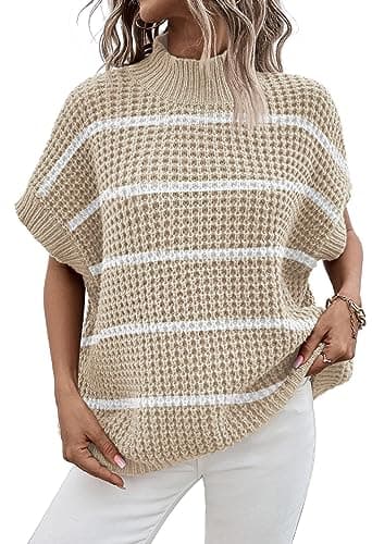 Viottiset Women's Oversized Batwing Sleeve Mock Neck Sweater Vest