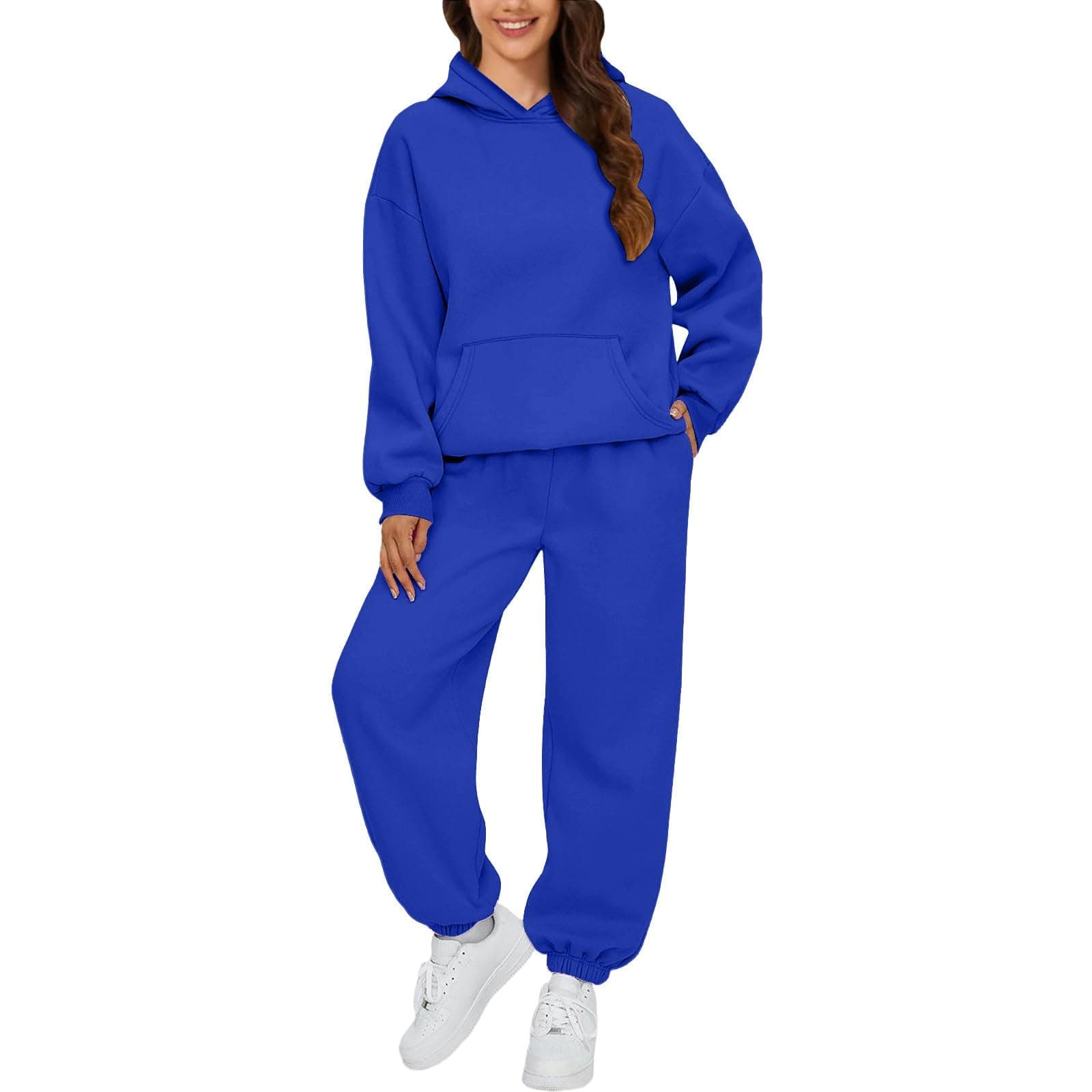 FlekmanArt Women's 2025 Long Sleeve Solid Sweatshirt Trends with Hoodies & Sweatpants