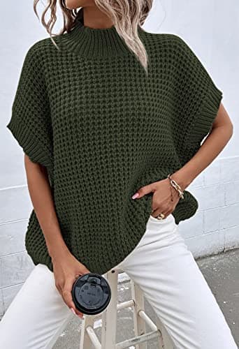Viottiset Women's Oversized Short Batwing Sleeveless Knit Sweater Vest