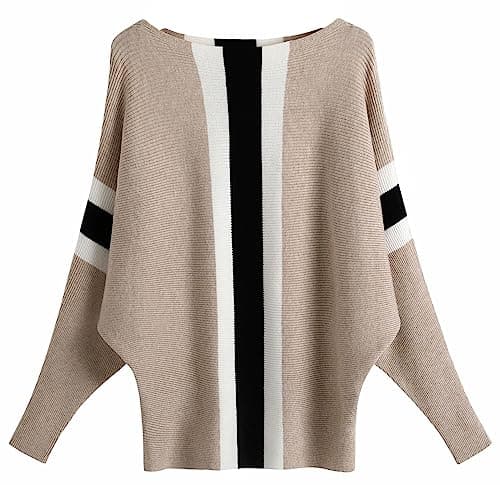 FULIER Women Oversized Batwing Sleeve Knitted Sweater Top