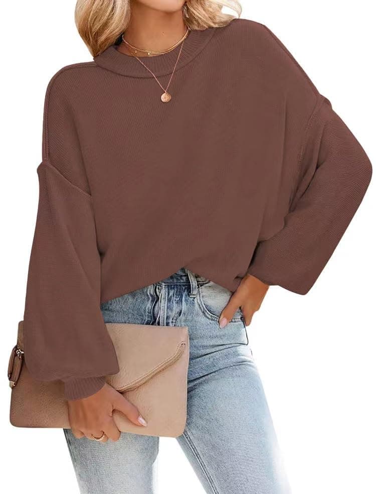 Soucrat Women's 2023 Fall Batwing Oversized Knit Sweater Trendy Side Slit