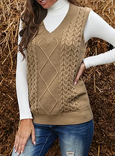 Women's Oversized V-Neck Sleeveless Sweater Vest