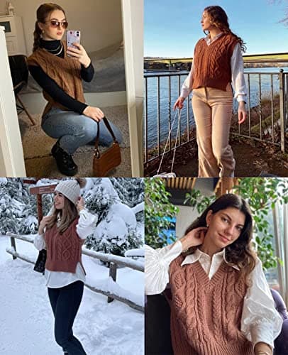 Lueluoye Women's V-Neck Sleeveless Knit Sweater Vest