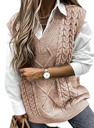 Oversized Women's V-Neck Sleeveless Sweater Vest