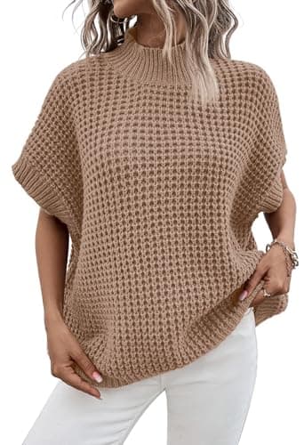 Women's Pink Mock Neck Batwing Sweater for a Relaxed Fit
